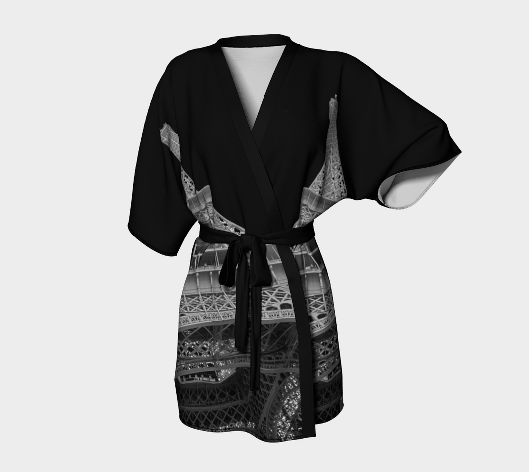 Eiffel Tower Blk Bkgrd ealanta Kimono Robe ealanta Art Wear