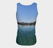 Tuscan Pool View  fitted Tank Fitted Tank Top (Long)- ealanta Art Wear