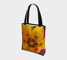 Love from Mother Nature yellow tulip red hearts ealanta deluxe lined tote