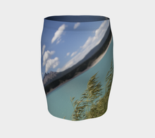Abraham Lake Alberta Mountain view ealanta fitted  skirt Fitted Skirt- ealanta Art Wear