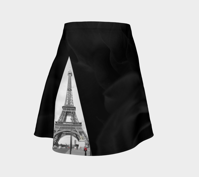 Paris Black Roses &  Eiffel Tower ealanta Flared Skirt Flare Skirt- ealanta Art Wear