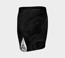Paris Black Roses &  Eiffel Tower ealanta Fitted Skirt Fitted Skirt- ealanta Art Wear
