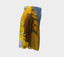 Sunflower in Blue Rain ealanta Flared Skirt Flare Skirt- ealanta Art Wear