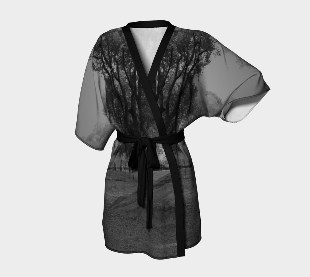 Central Park black & white ealanta Kimono Robe- ealanta Art Wear