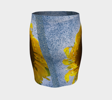 Sunflower in Blue Rain ealanta Fitted  Skirt Fitted Skirt- ealanta Art Wear