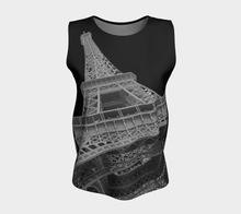 Eiffel Tower Black background Loose Tank Top ealanta Loose Tank Top (Long)- ealanta Art Wear