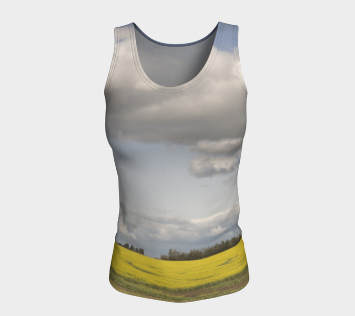 Clouds over Canola ealanta Fitted Tank Top Fitted Tank Top (Long)- ealanta Art Wear