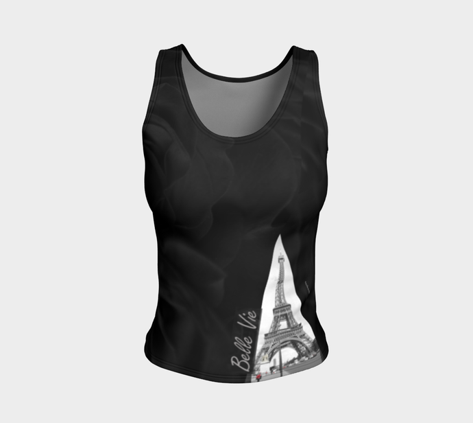 Paris Black Roses &  Eiffel Tower ealanta Belle Vie Fitted Tank Fitted Tank Top (Regular)- ealanta Art Wear