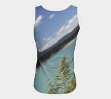 Abraham Lake Alberta Mountain view ealanta fitted  Tank Top Fitted Tank Top (Long)- ealanta Art Wear