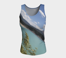 Abraham Lake Alberta Mountain view ealanta fitted  Tank Top Fitted Tank Top (Long)- ealanta Art Wear