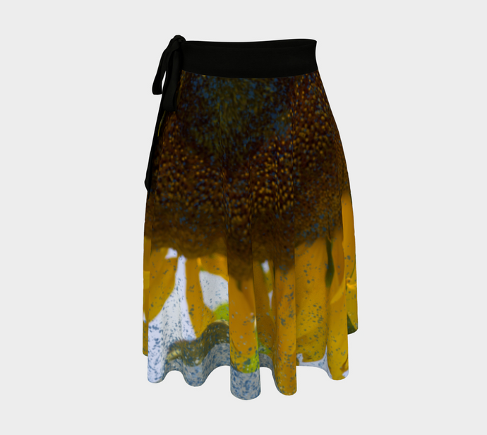 Sunflower in Blue Rain ealanta Wrap Skirt Wrap Skirt- ealanta Art Wear
