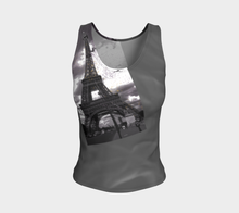 Paris Grey Roses & Hint of Purple Eiffel Tower ealanta Fitted Tank Top Fitted Tank Top (Regular)- ealanta Art Wear