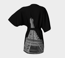Eiffel Tower Blk Bkgrd ealanta Kimono Robe Kimono Robe- ealanta Art Wear