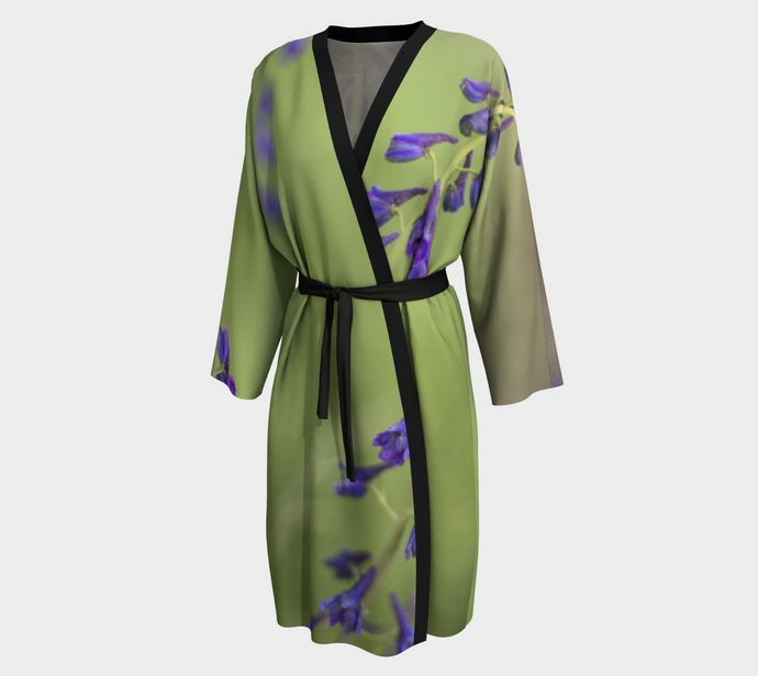 Purple Blossoms long robe ealanta Peignoir- ealanta Art Wear
