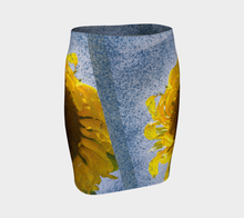 Sunflower in Blue Rain ealanta Fitted  Skirt Fitted Skirt- ealanta Art Wear