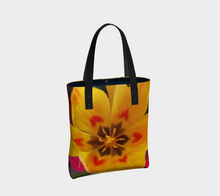 Love from Mother Nature yellow tulip red hearts ealanta deluxe lined tote