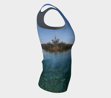 Tuscan Pool View  fitted Tank Fitted Tank Top (Long)- ealanta Art Wear