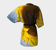 Sunflower in Blue Rain ealanta Kimono Kimono Robe- ealanta Art Wear
