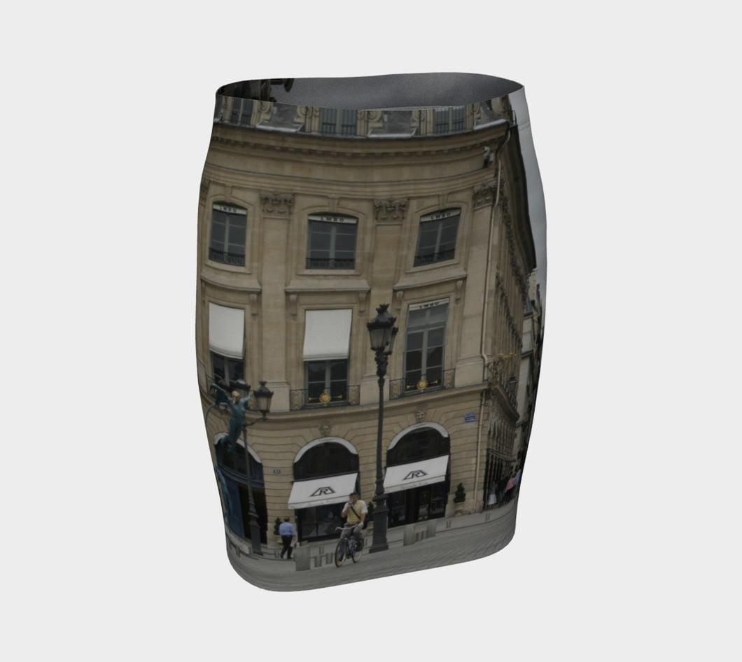 Paris Streets ealanta skirt Fitted Skirt- ealanta Art Wear