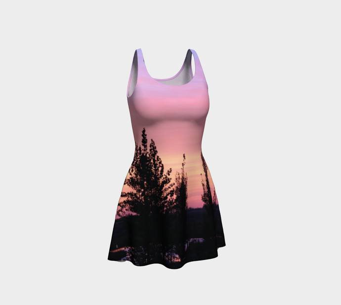 Pink Sunrise flared dress Flare Dress- ealanta Art Wear