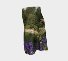 Purple Iris Pond Flare Skirt- ealanta Art Wear