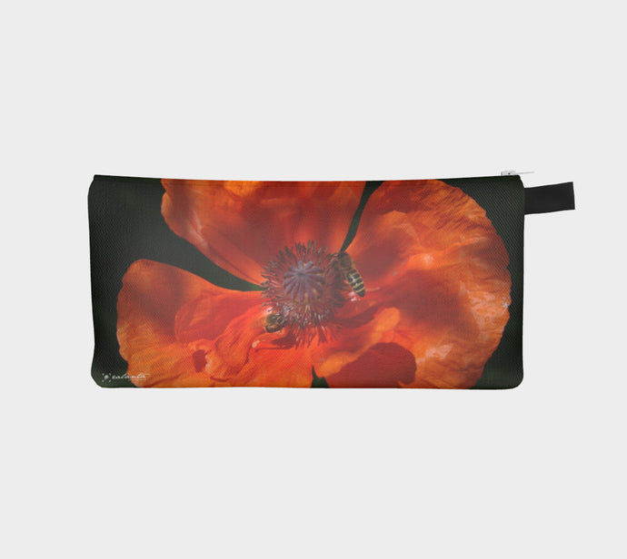 Orange Poppy Bees case Pencil Case- ealanta Art Wear